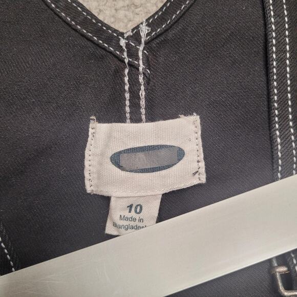 Vintage Old Navy Shortalls Overalls Shorts 10 Black Denim Bib Romper Y2K Buckle - Picture 6 of 7